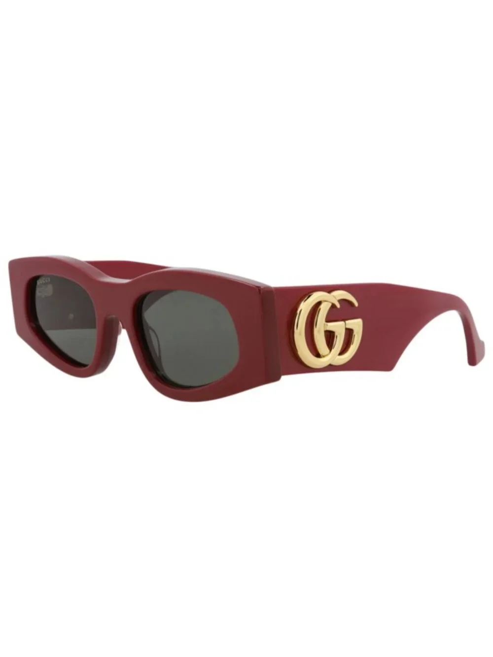 New Gucci Women's Sunglasses Square Rectangle Recycled Acetate Frame Burgundy